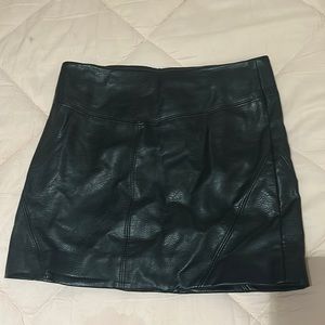 Black mini leather skirt